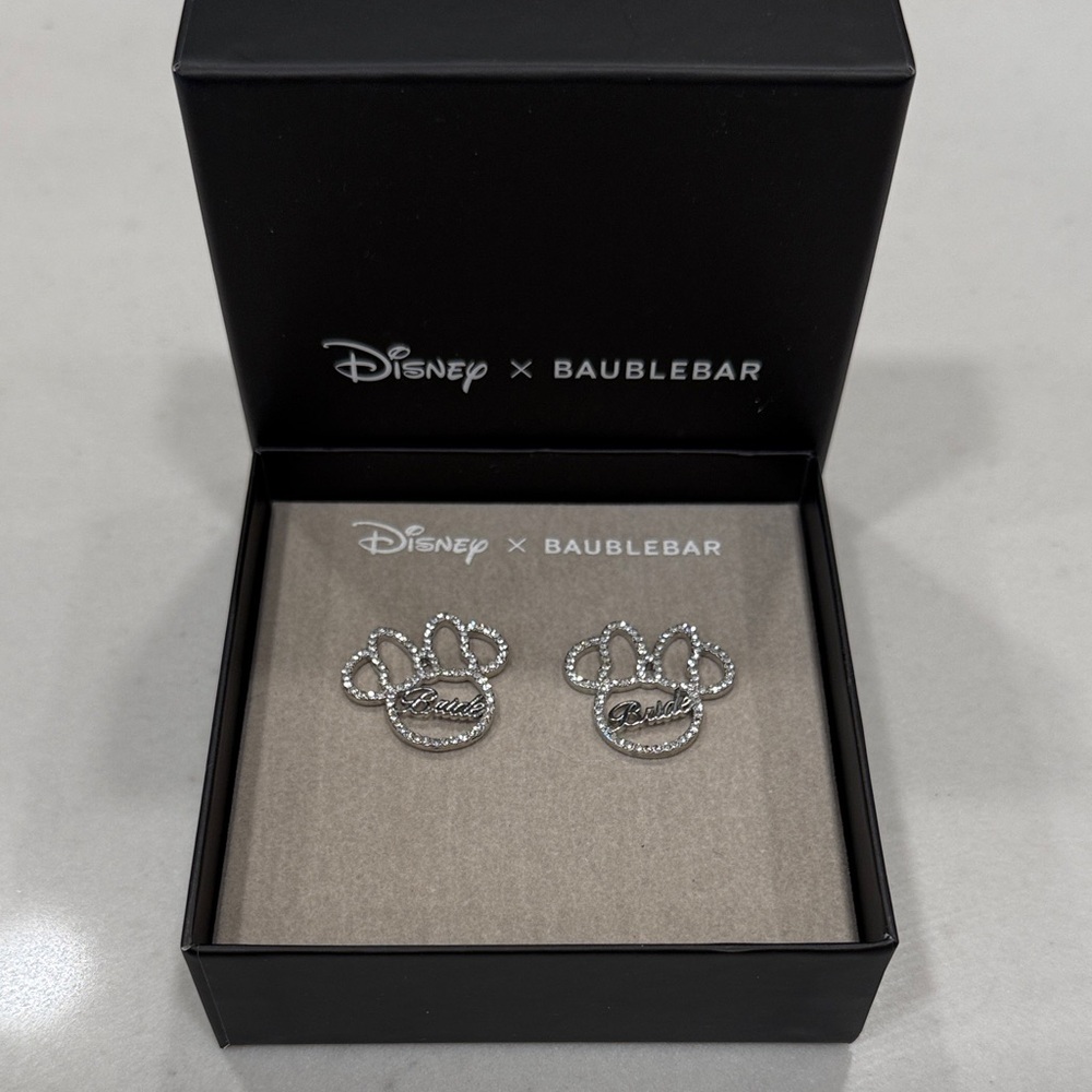 Disney x BaubleBar Crystal Mini Bridal Stud Earrings - Silver